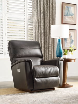 ava power rocking recliner w/ headrest & lumbar