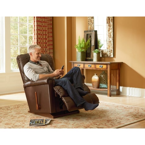 manual pinnacle recliner in brown leather