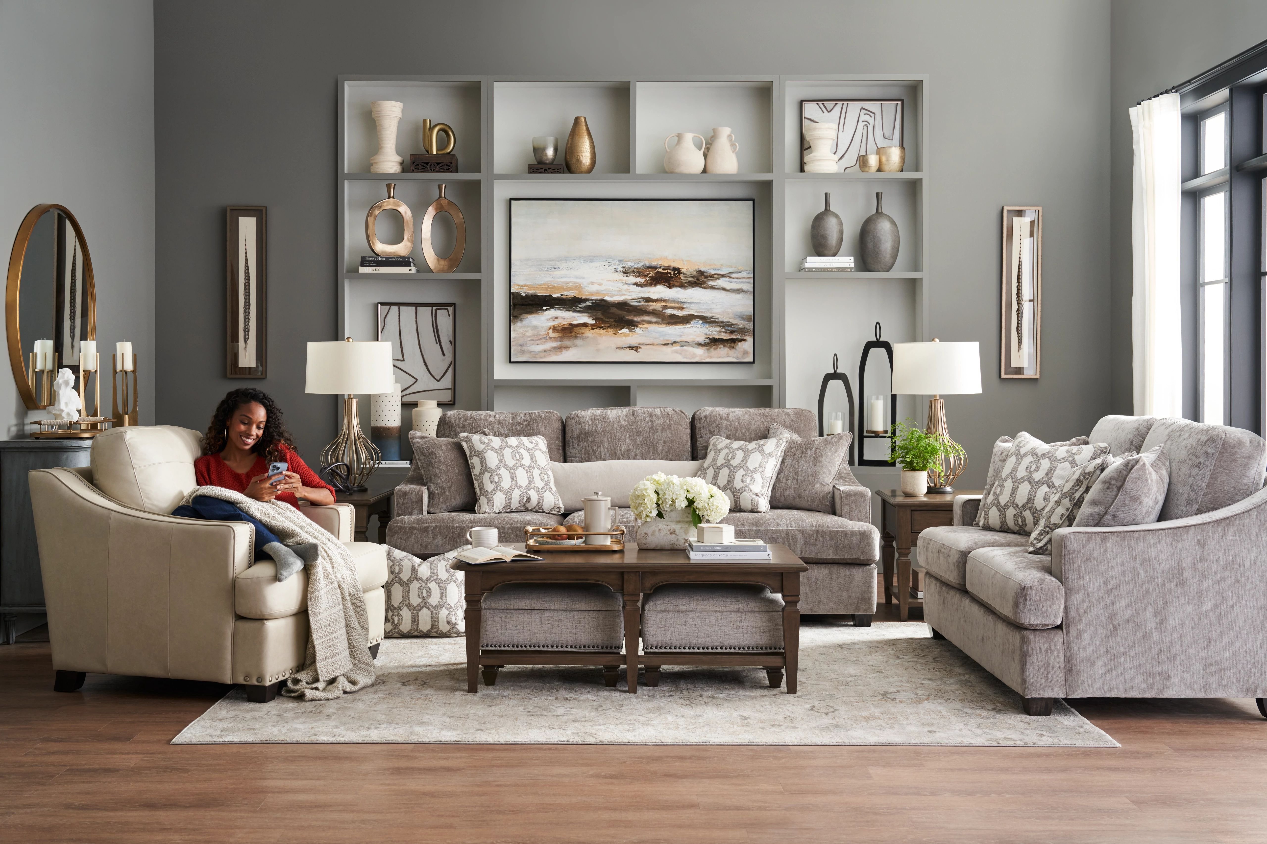 balance the layout with complementary furniture