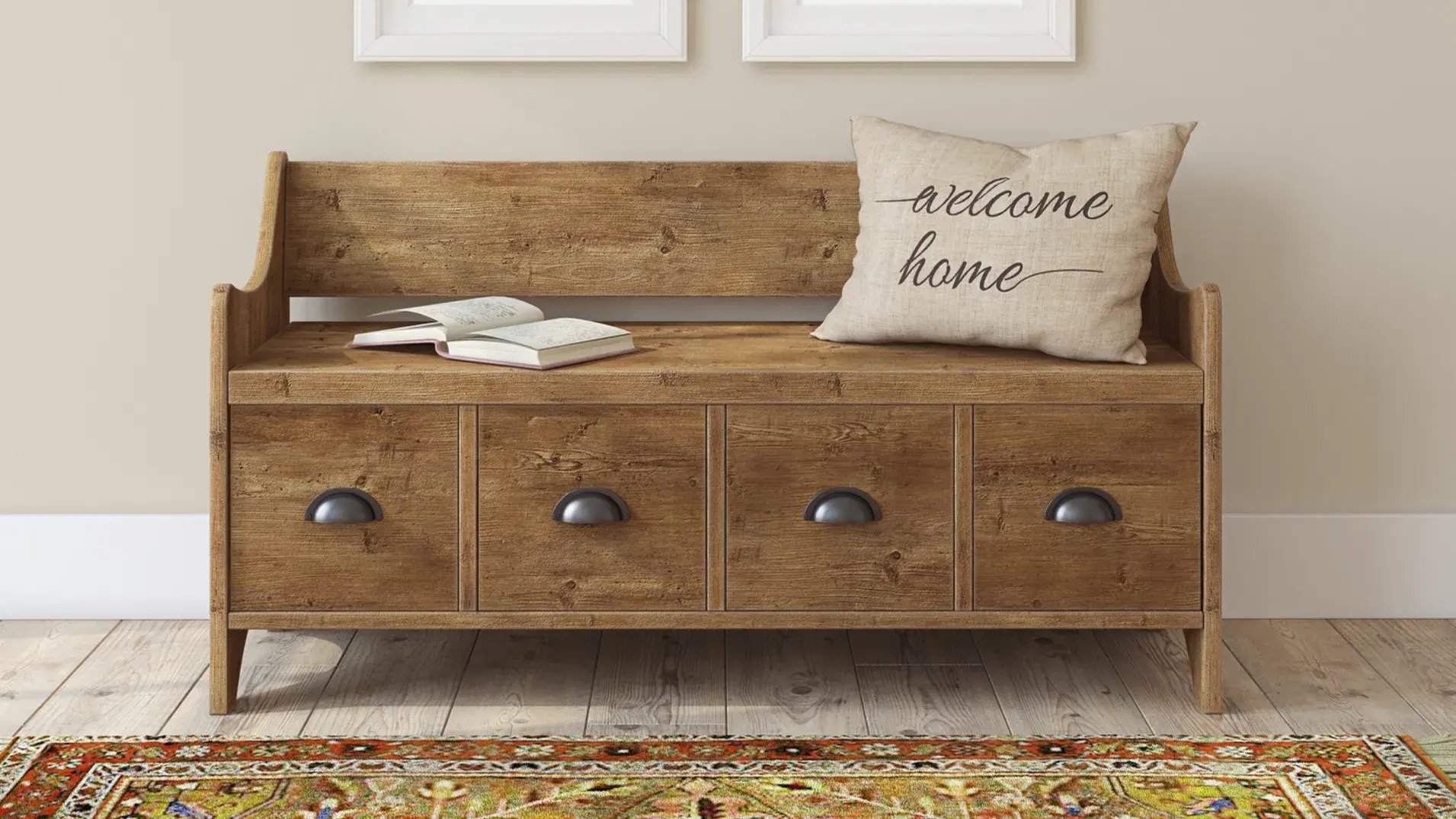 entryway bench in living room foyer