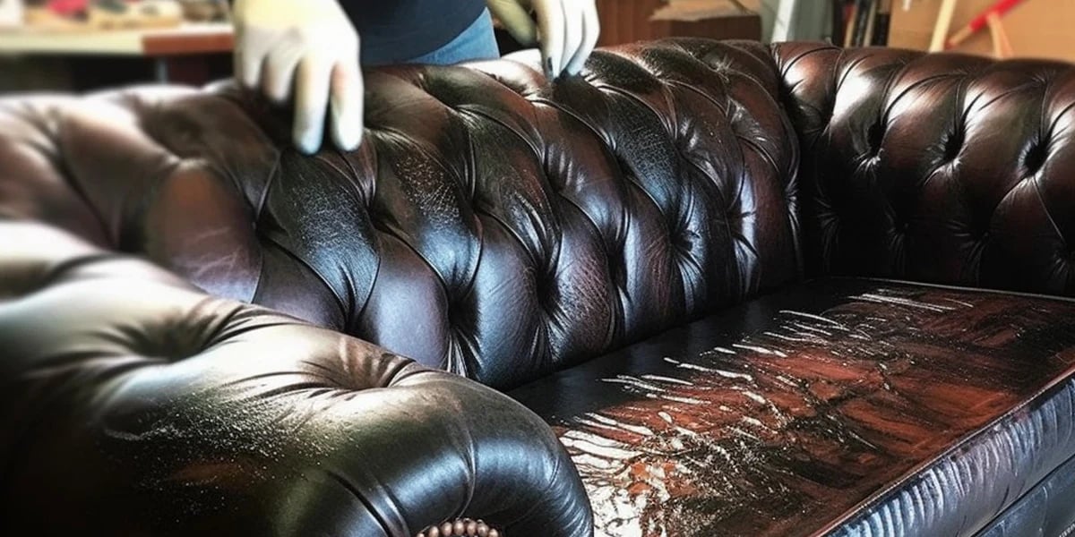 leather sofa that is peeling