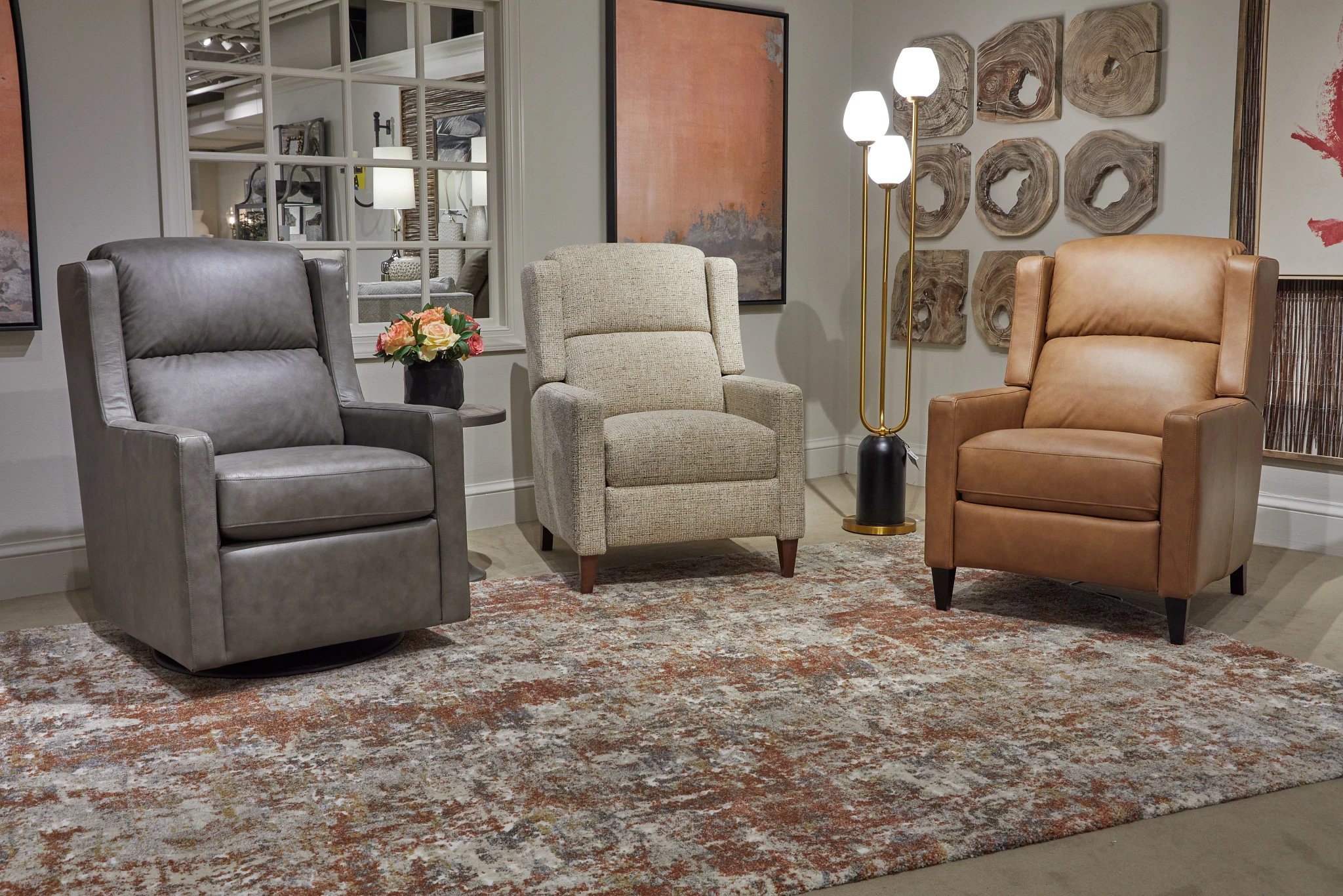 recliner chairs in furniture store showroom