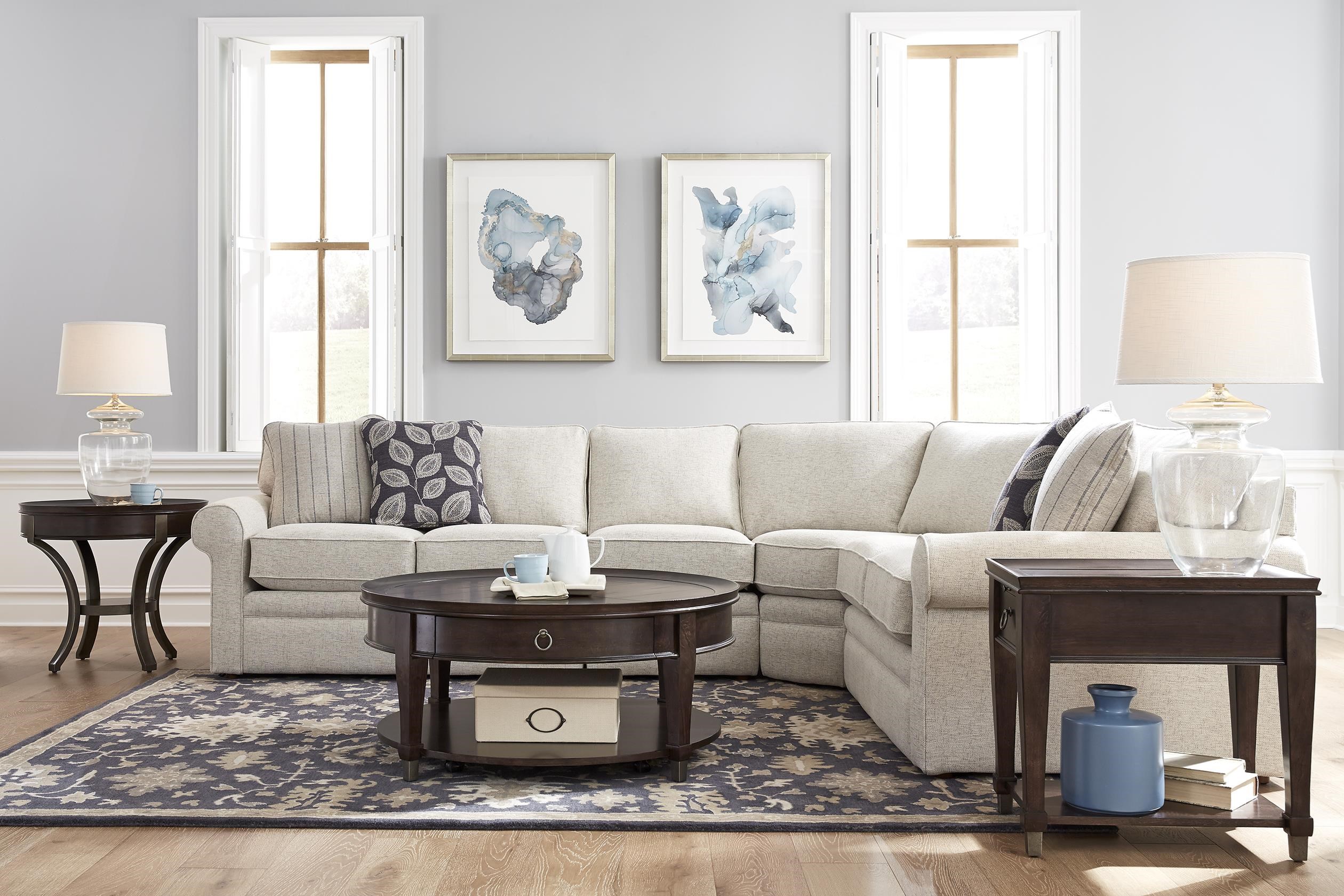 white sectional la-z-boy in living room